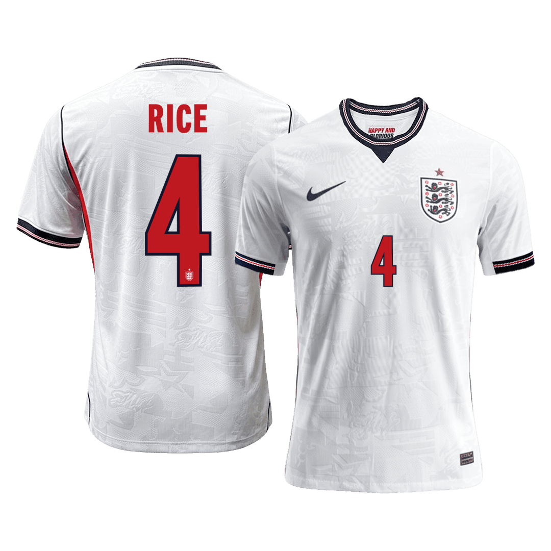 RICE #4 England Home Soccer Jersey 2026 Player Version