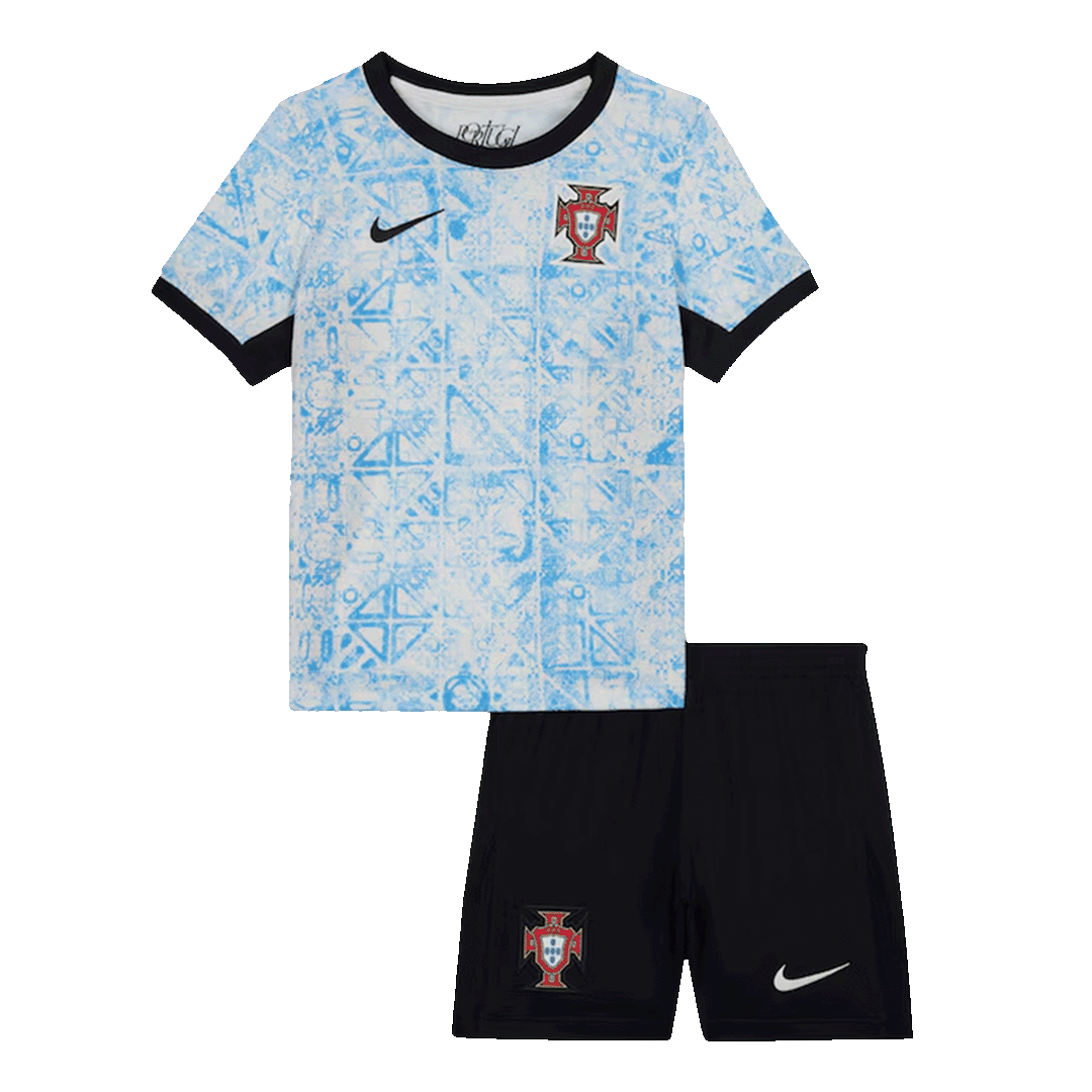 Kid's Portugal Away Soccer Jersey Kit(Jersey+Shorts) Euro