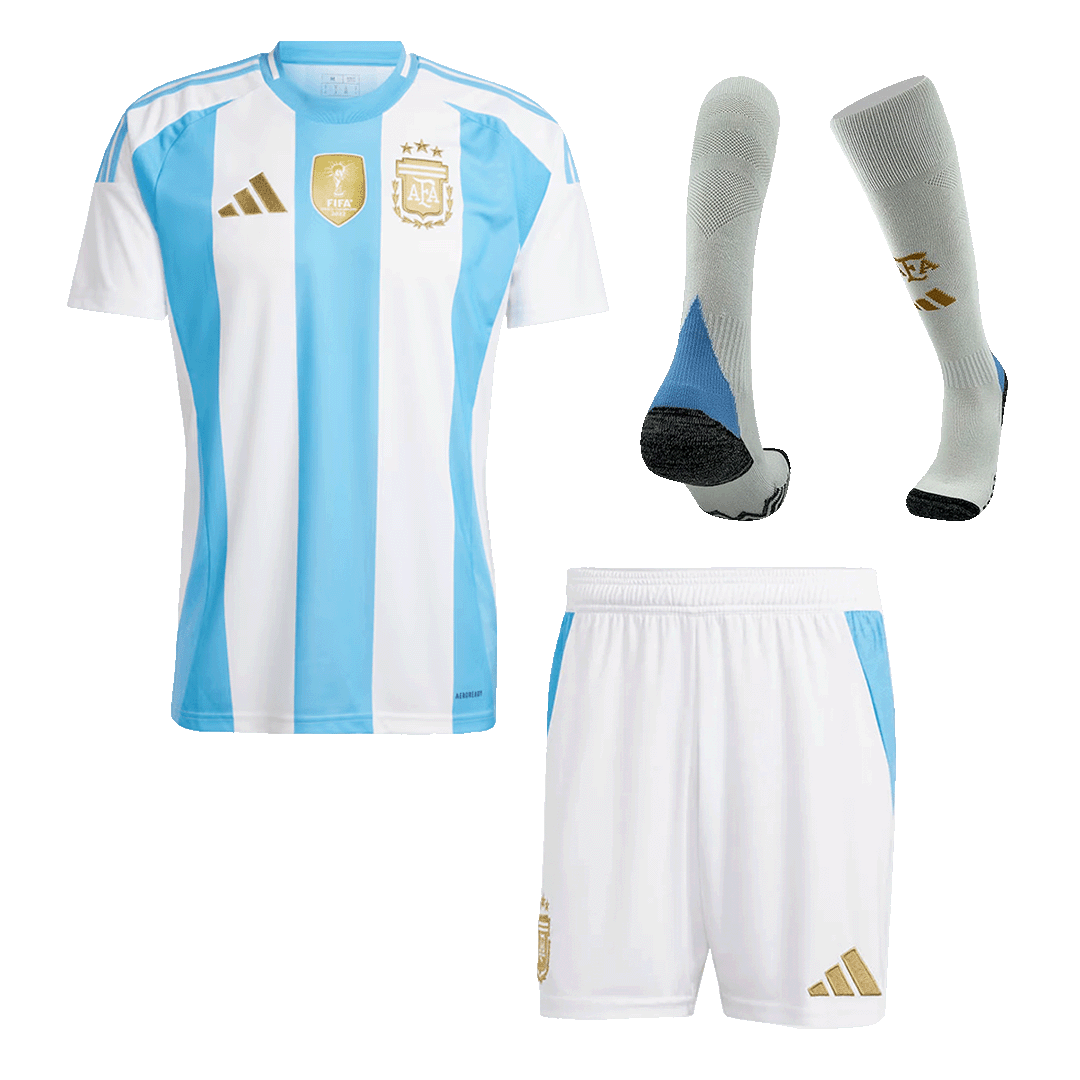 Argentina Home Soccer Jersey Kit(Jersey+Shorts+Socks)