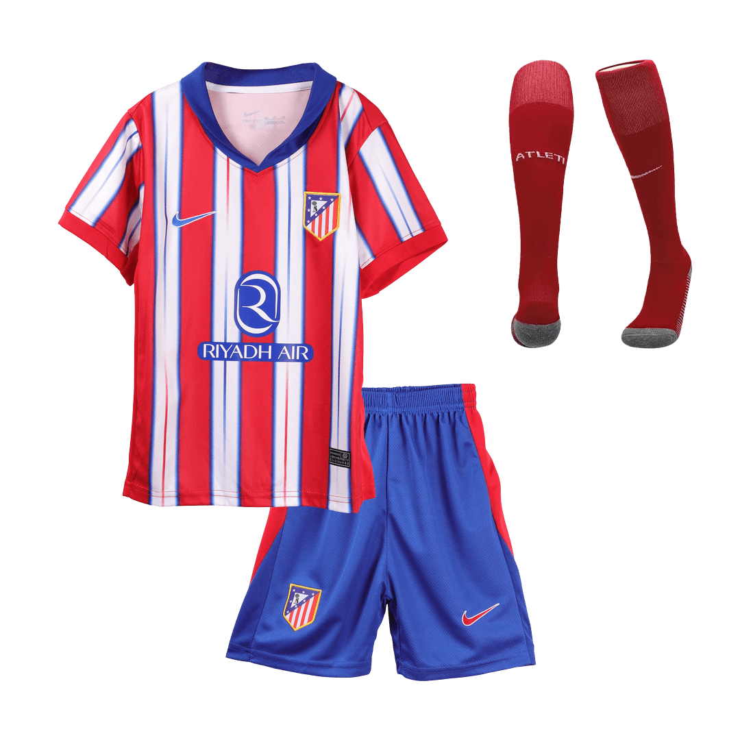 Kid's Atletico Madrid Home Soccer Jersey Kit(Jersey+Shorts+Socks)
