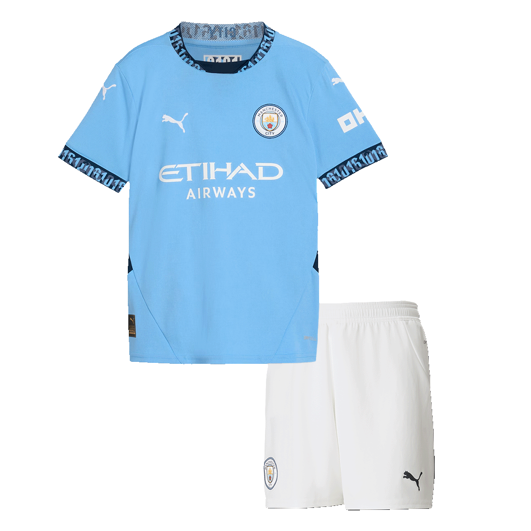 Kid's Manchester City Home Soccer Jersey Kit(Jersey+Shorts)