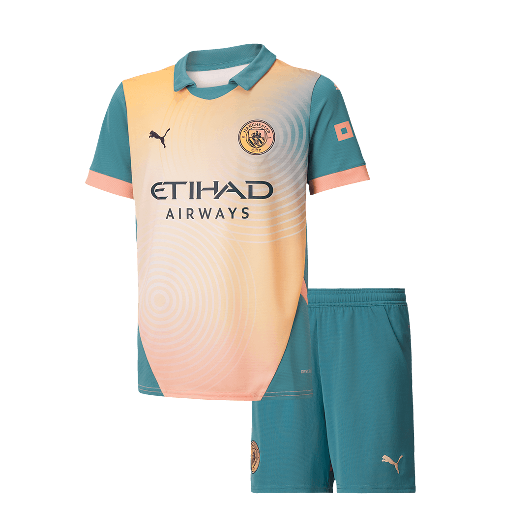 Kid's Manchester City Fourth Away Soccer Jersey Kit(Jersey+Shorts)