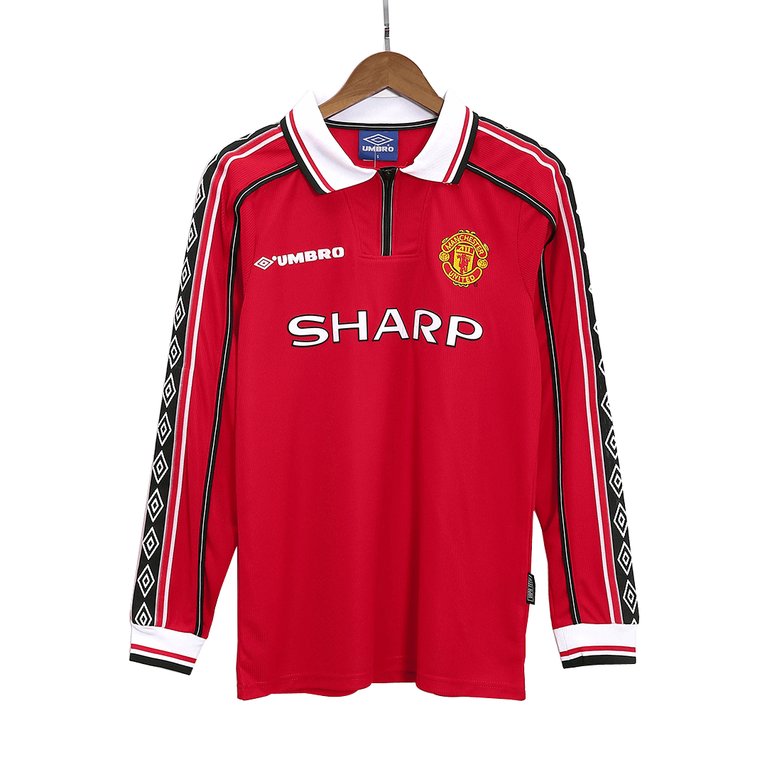 Retro 1998/99 Manchester United Home Long Sleeve Soccer Jersey
