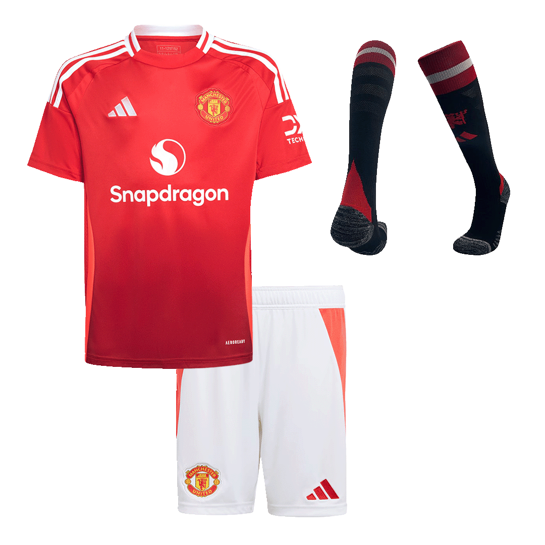 Kid's Manchester United Home Soccer Jersey Kit(Jersey+Shorts+Socks)