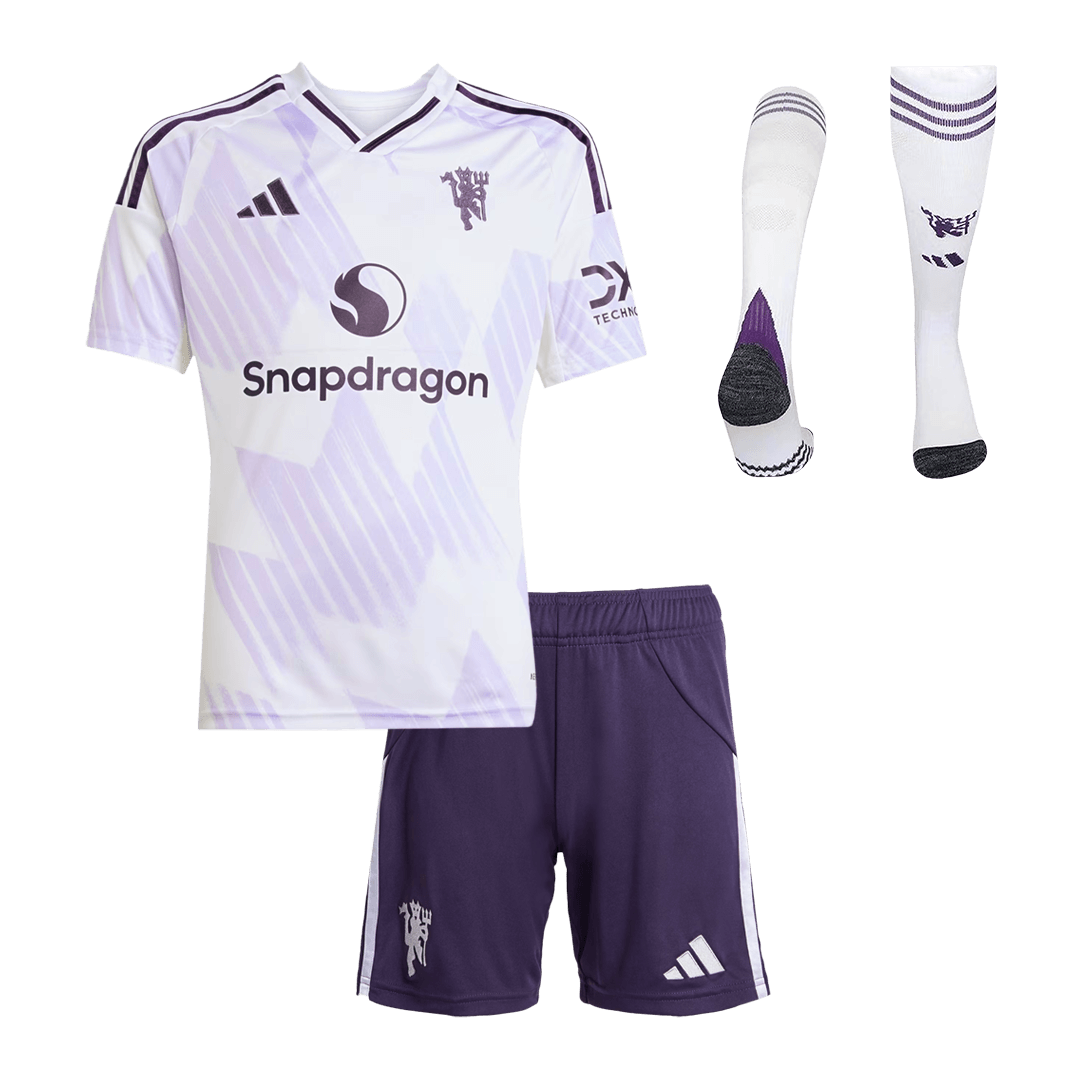 Kid's Manchester United Away Soccer Jersey Kit(Jersey+Shorts+Socks) 2025/26