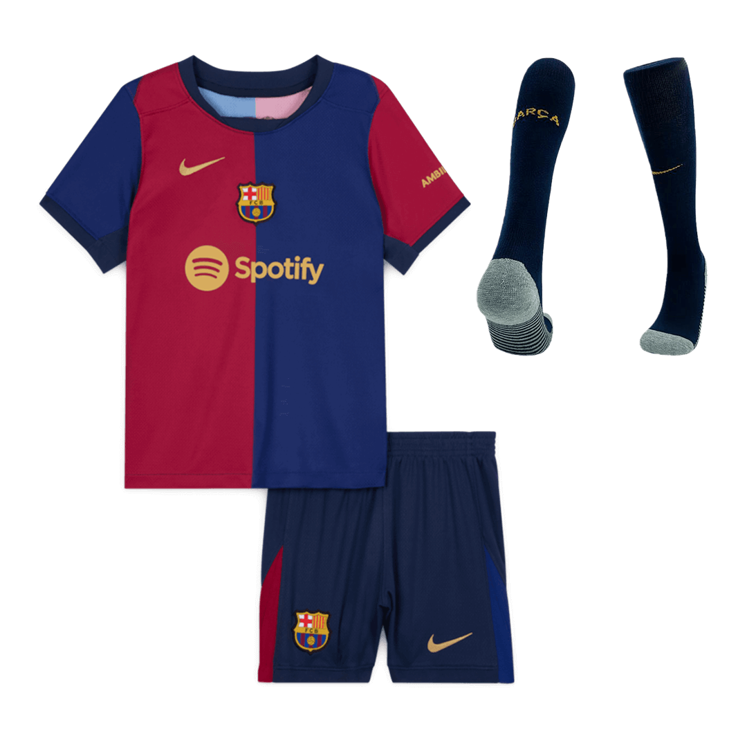 Kid's Barcelona Home Soccer Jersey Kit(Jersey+Shorts+Socks)